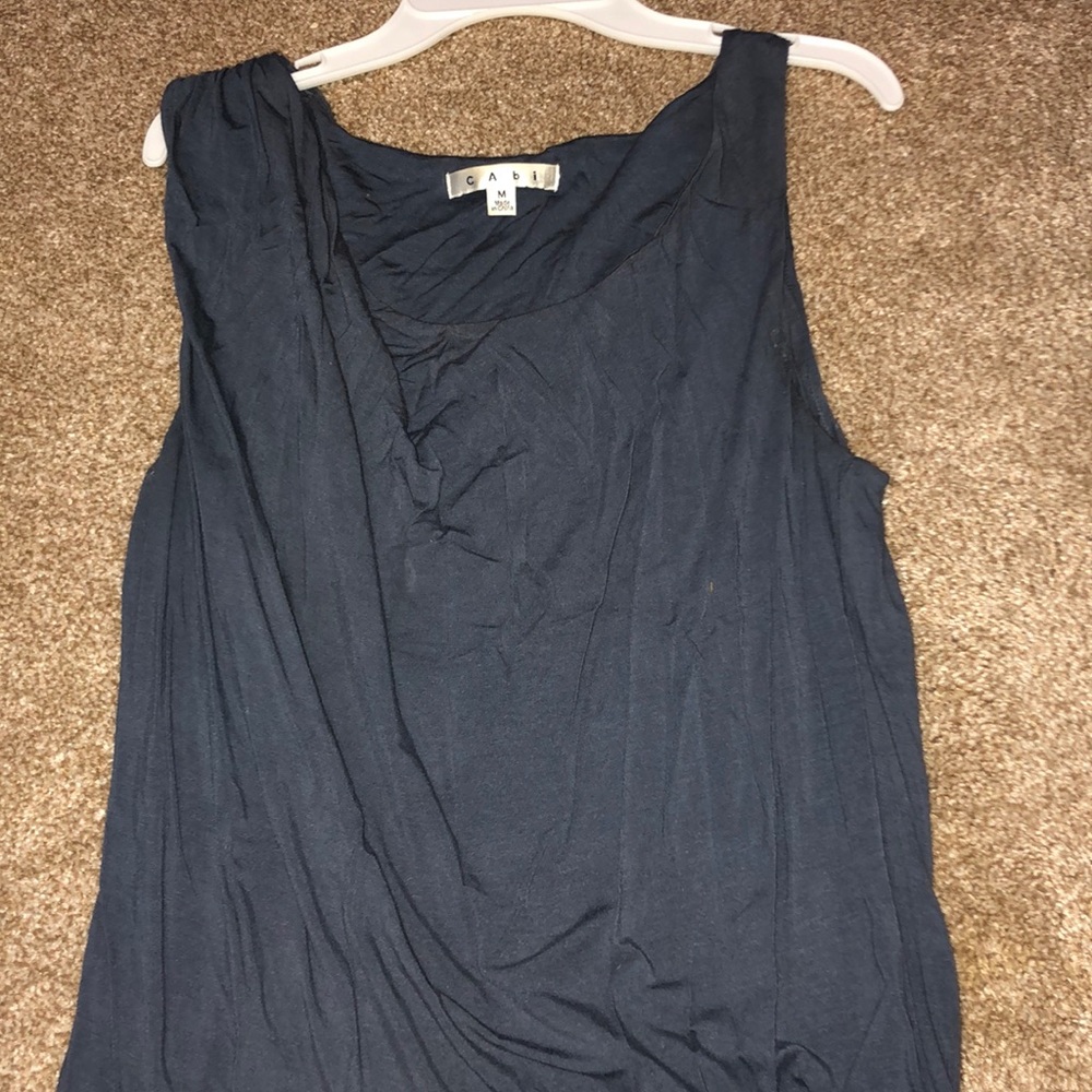 A navy blue tank top and cardigan set